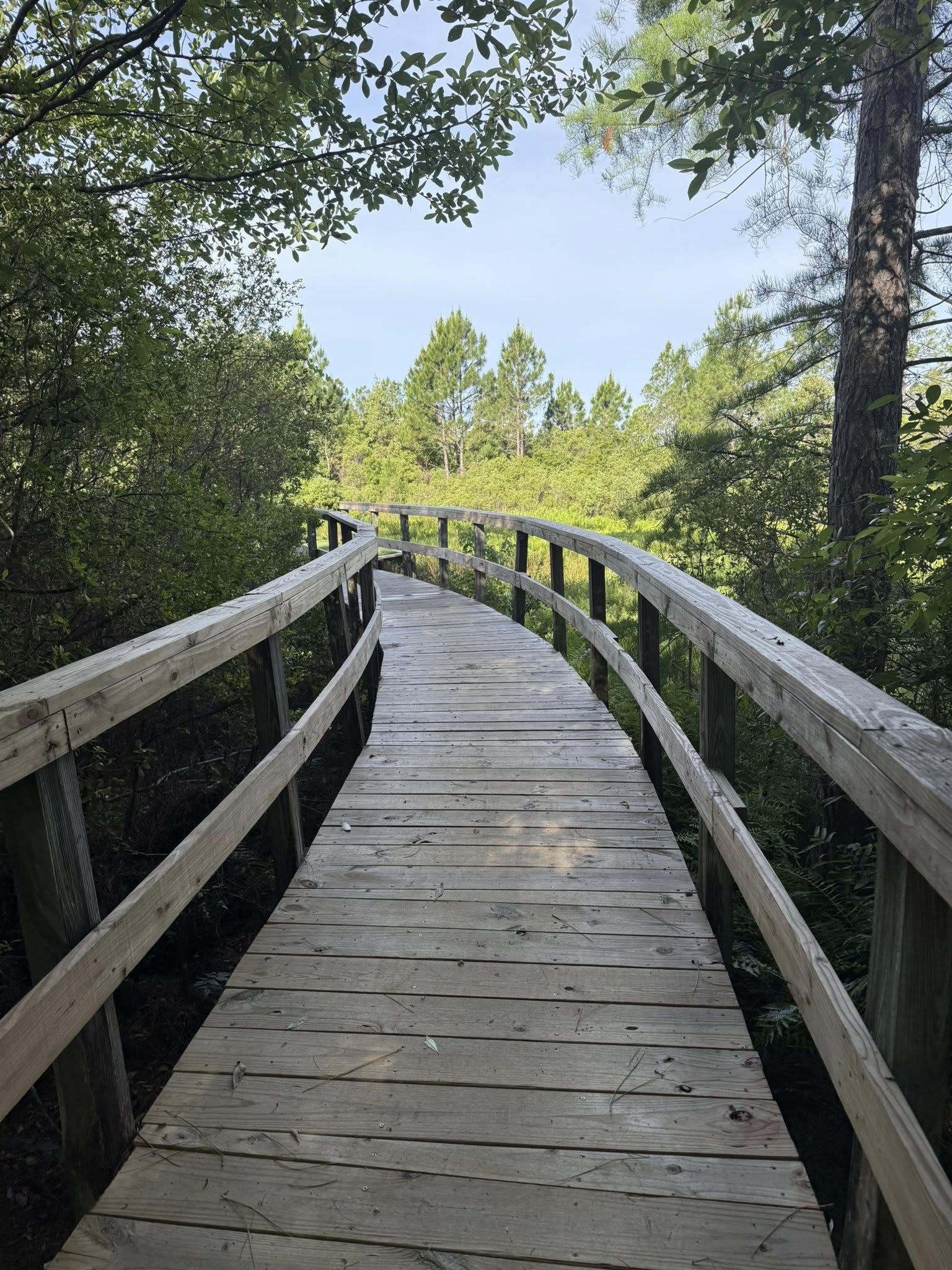 The marsh bridge over the wetlands on the golf course at St. James Bay